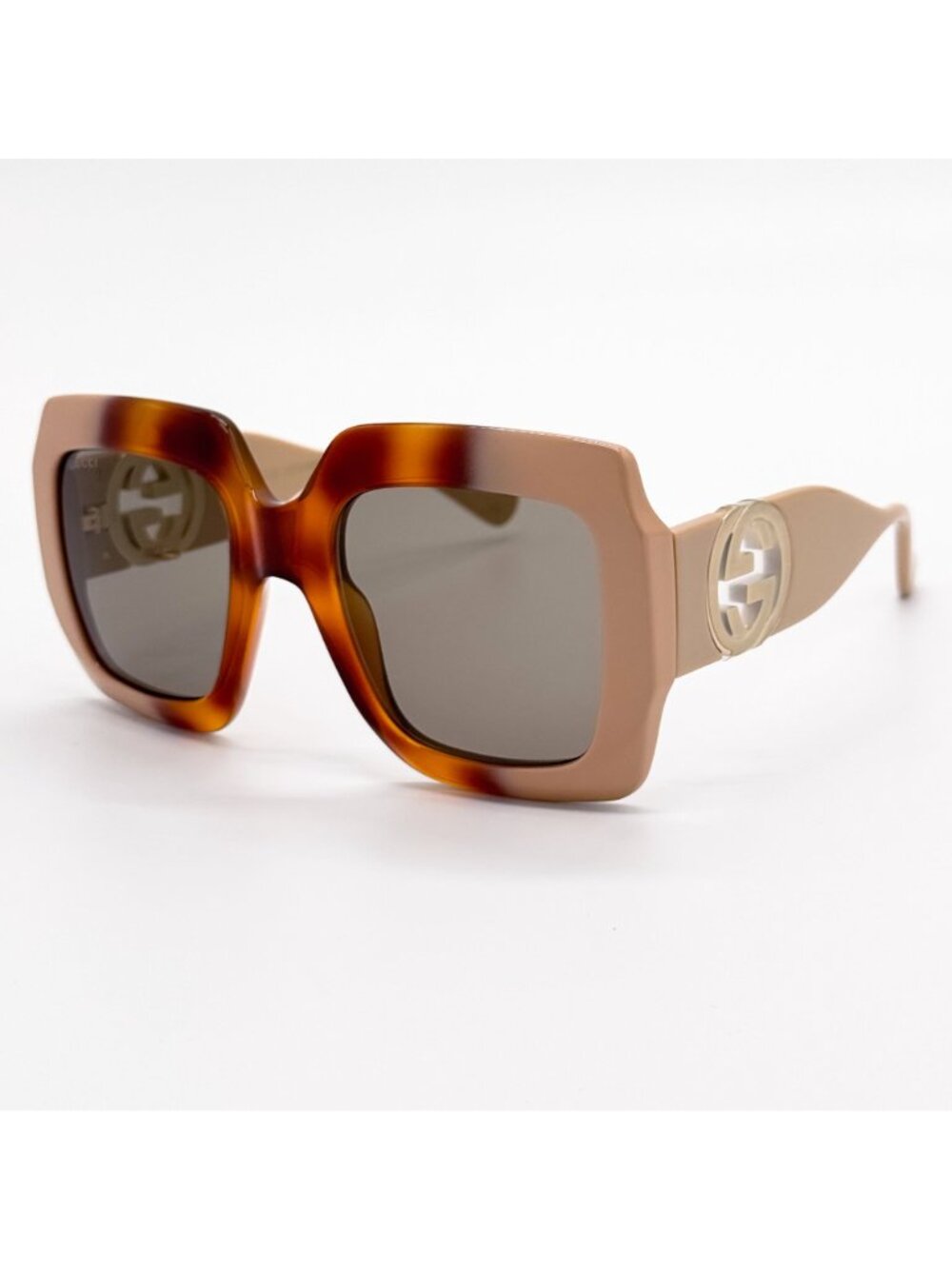 NEW GUCCI SUNGLASSES GG1022S 003 HAVANA WOMEN GUCCI OVERSIZED EYEWEAR WITH CHAIN - Picture 8 of 13